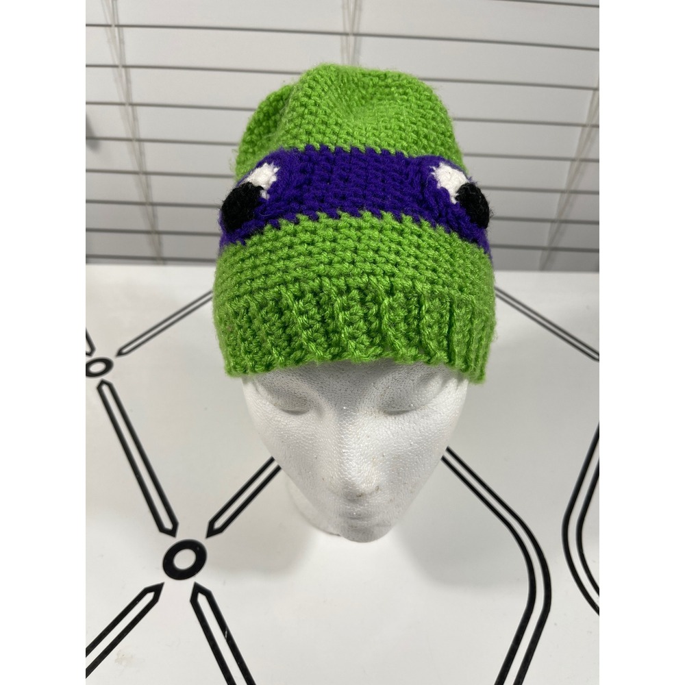 Teenage Mutant Ninja‎ Turtles Beanie Hat Crochet Green Purple Kids
